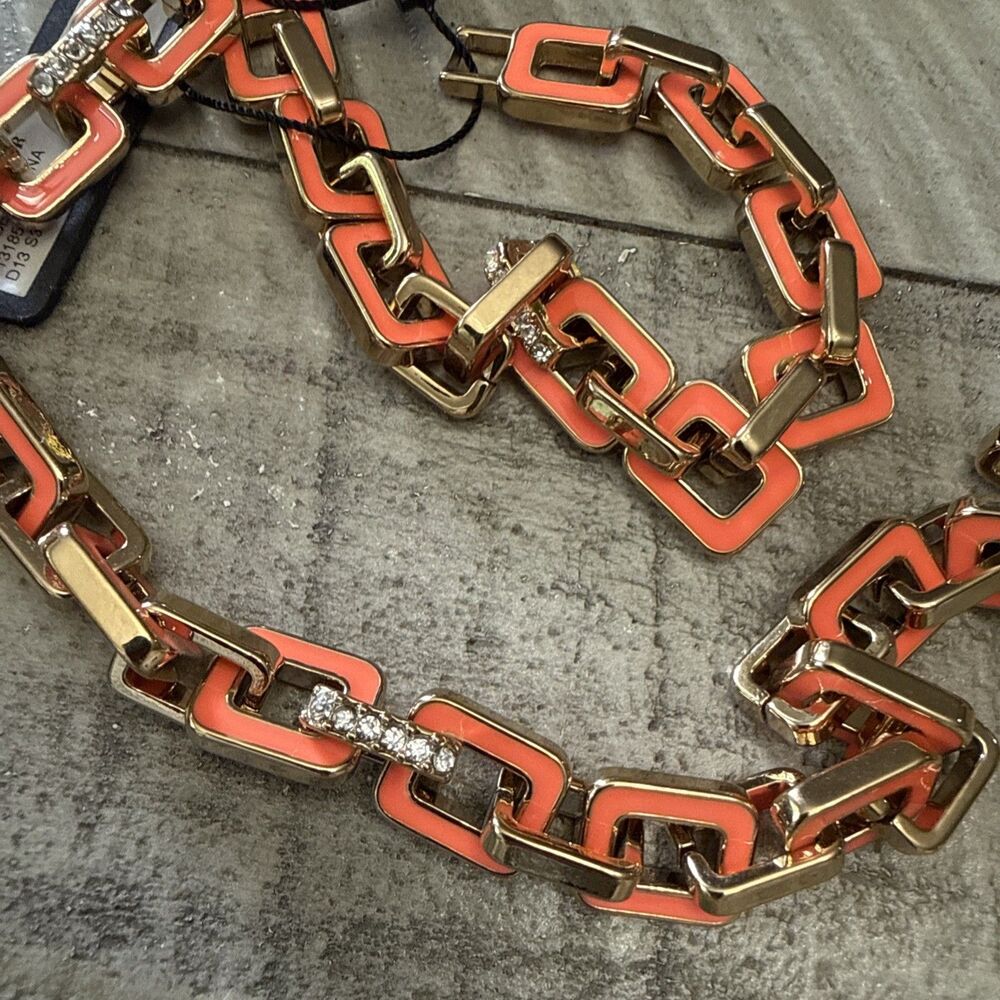 Ann Taylor Coral Enamel Link Necklace & Bracelet Set - Picture 11 of 11